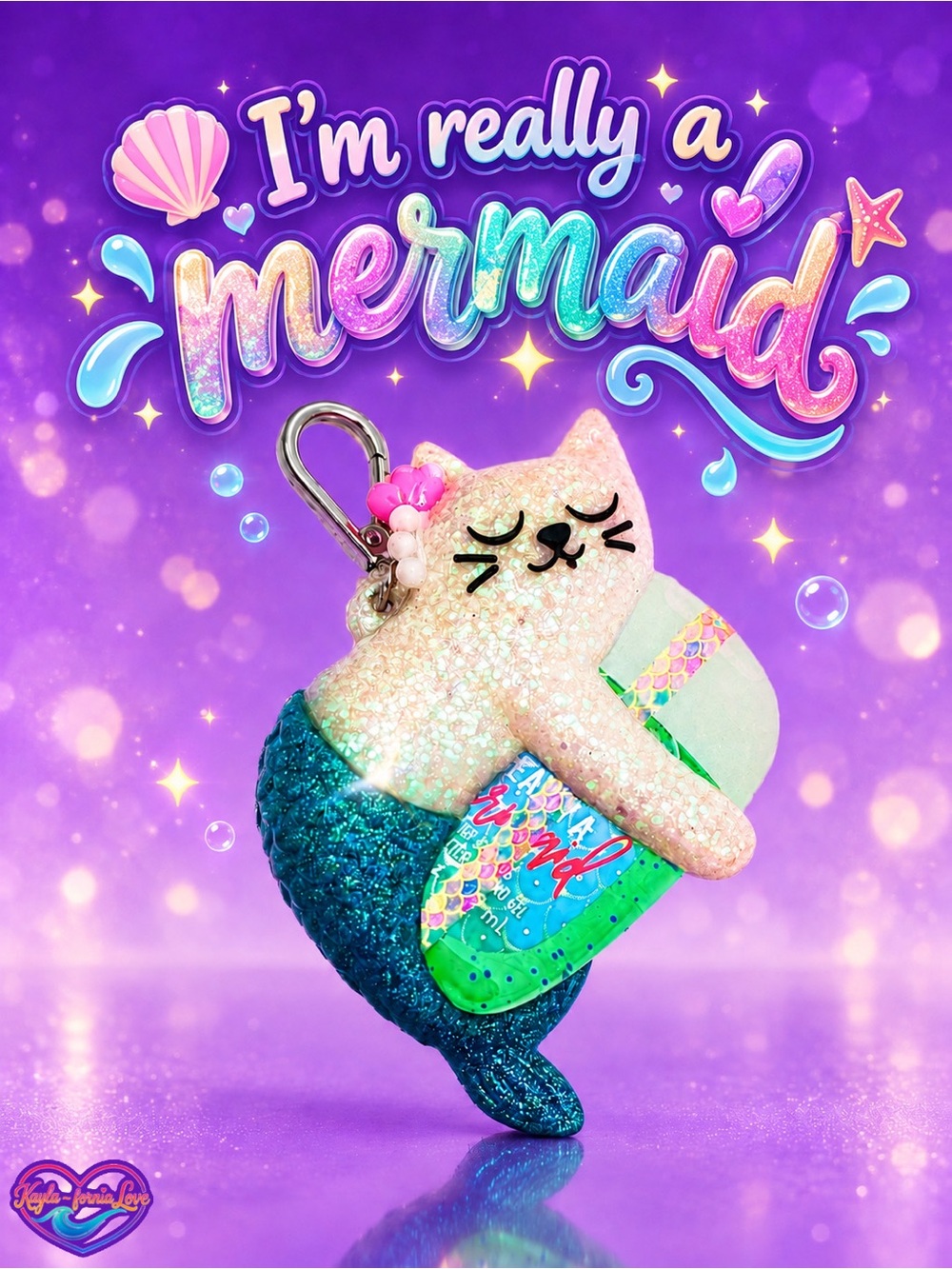 NWT Bath & Body Works Light-Up Mermaid Kitty PocketBac Holder Sanitizer Set